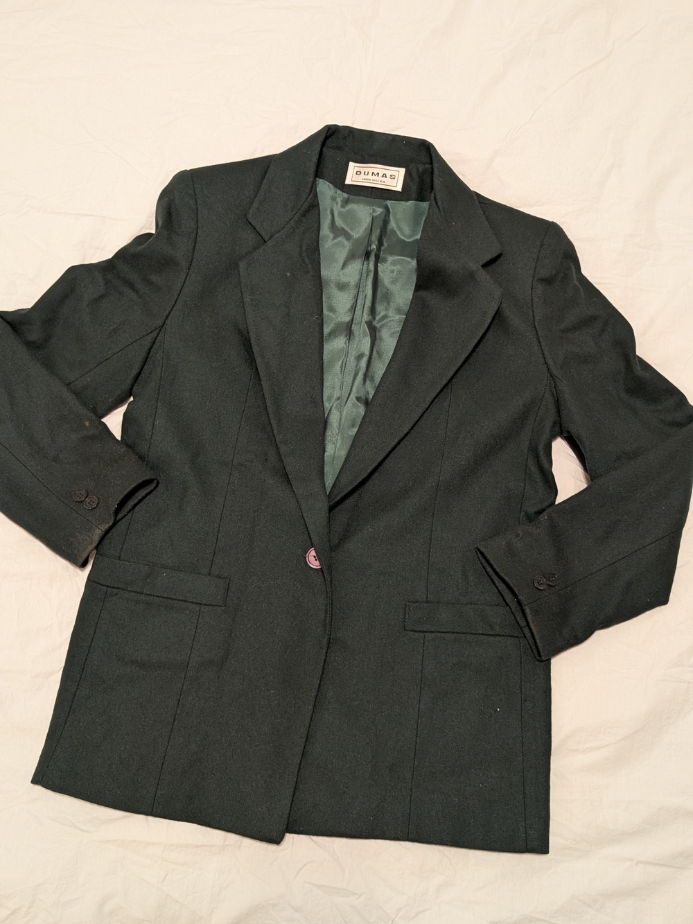 Women's Dark Green Wool Blazer Jacket